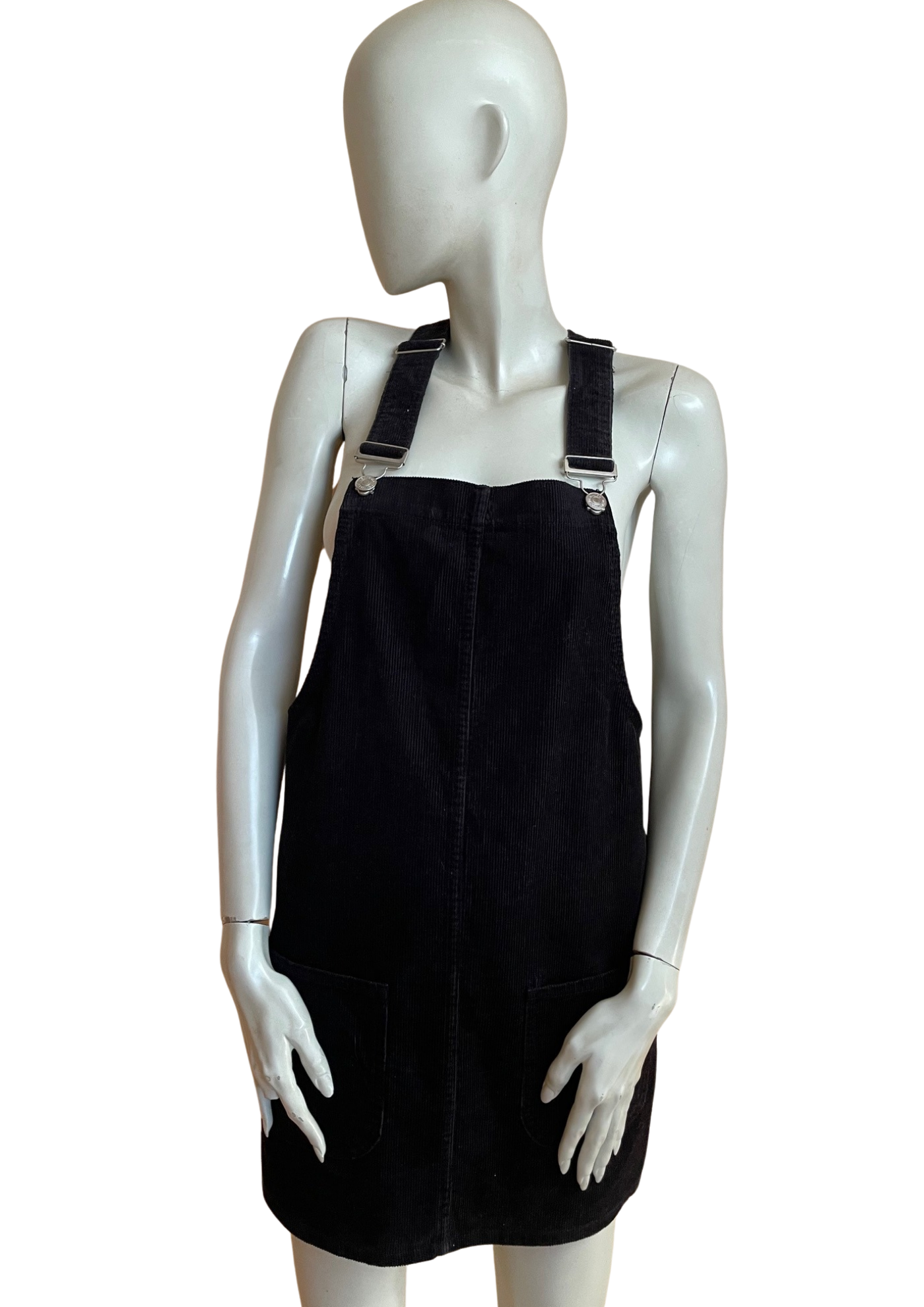 Robe Salopette Noire en Velours Côtelé  👗✨ Taille 40