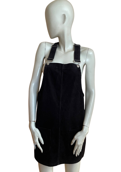Robe Salopette Noire en Velours Côtelé  👗✨ Taille 40