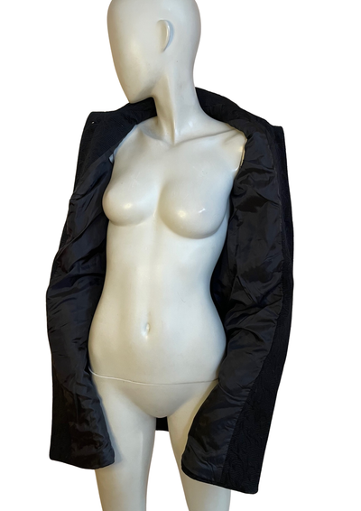 🖤 Manteau noir brodé – Élégance et originalité Taille 34 🌸✨