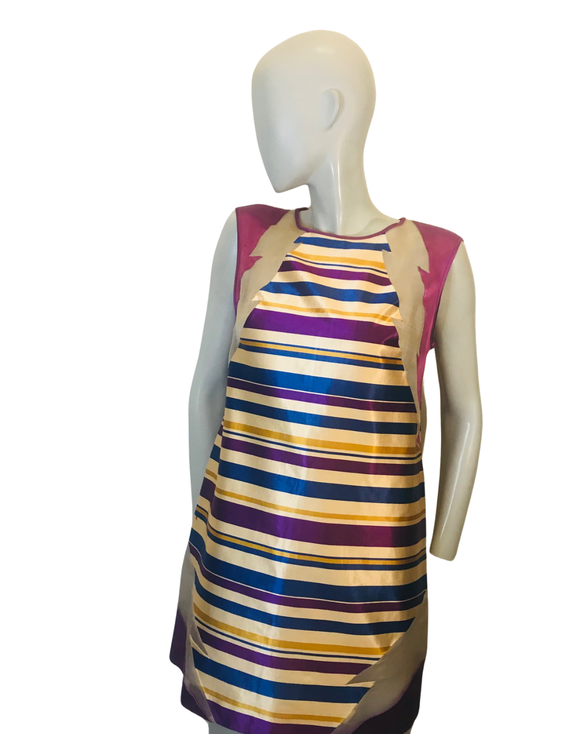 Robe rayée empiècement soie Taille 38