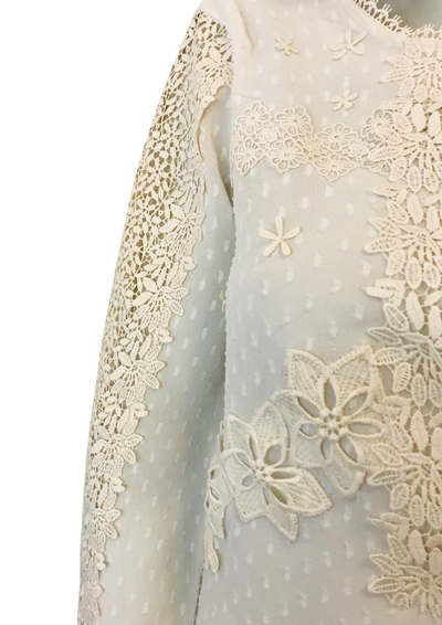 🌸 Blouse Élégante en Dentelle & Plumetis  🌸 – Taille 36