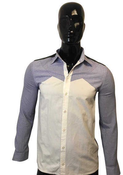 🌟 Chemise Bicolore Coton avec Détails Wax 🌟 – Taille S