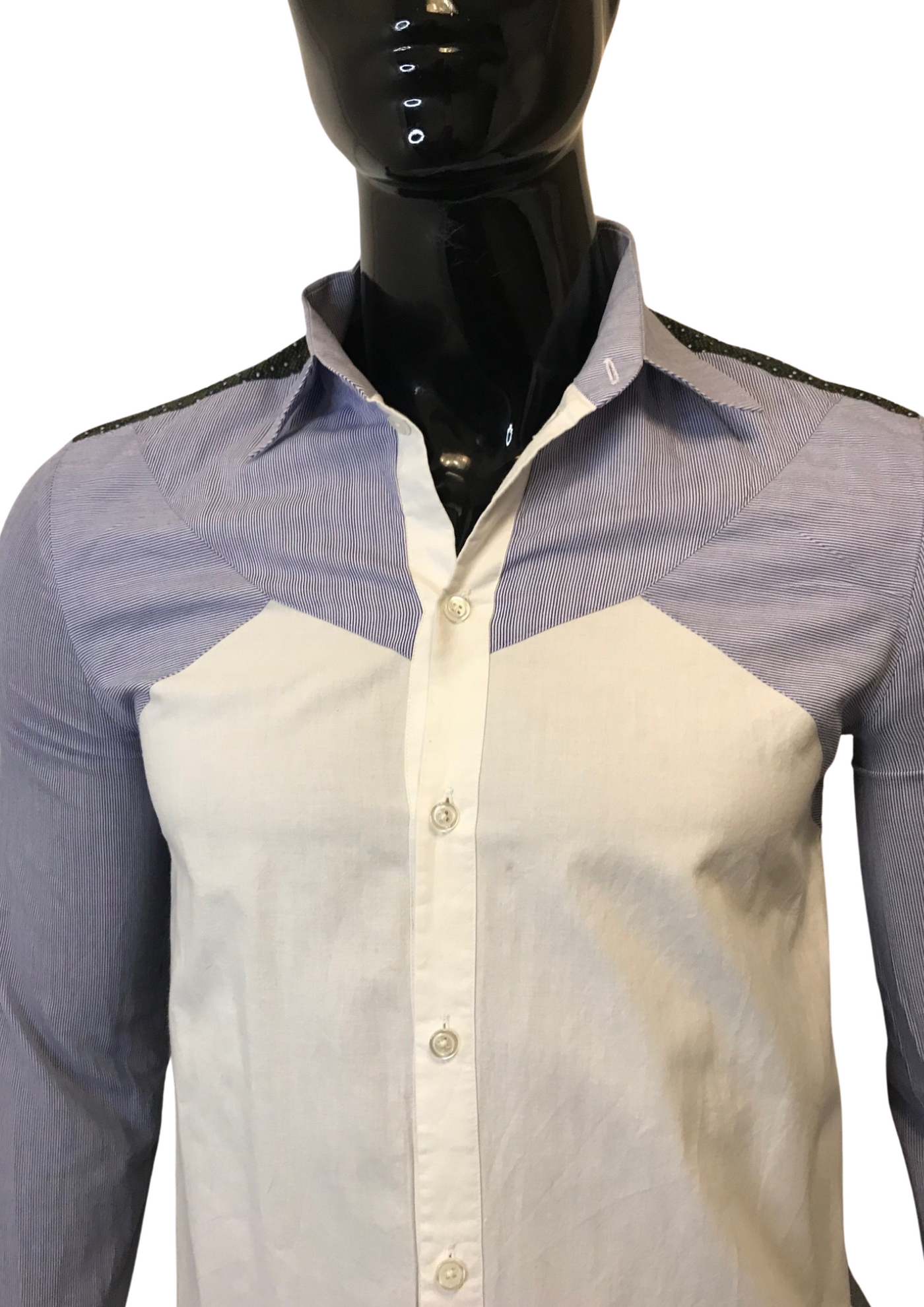 🌟 Chemise Bicolore Coton avec Détails Wax 🌟 – Taille S