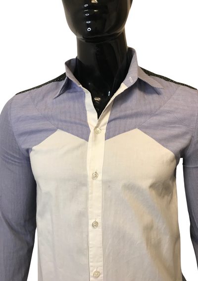 🌟 Chemise Bicolore Coton avec Détails Wax 🌟 – Taille S
