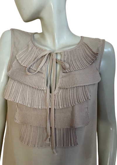 Top sans manches à volants plissés nude – Taille 34 ✨