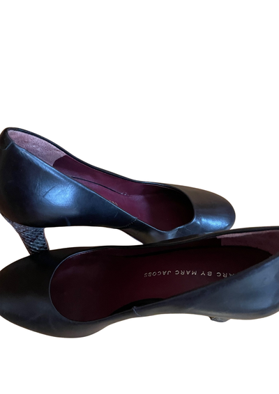 Escarpins cuir noir à talons effet python – Pointure 36 🐍