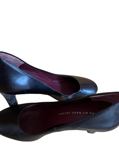 Escarpins cuir noir à talons effet python – Pointure 36 🐍