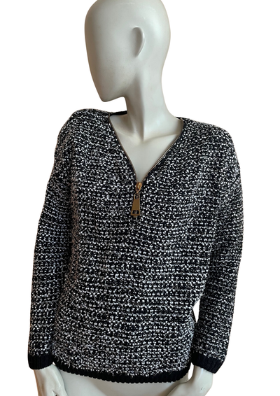 🖤 Pull noir & blanc avec fil métallisé Taille 38  ✨