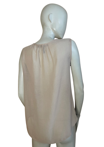 Top sans manches à volants plissés nude – Taille 34 ✨