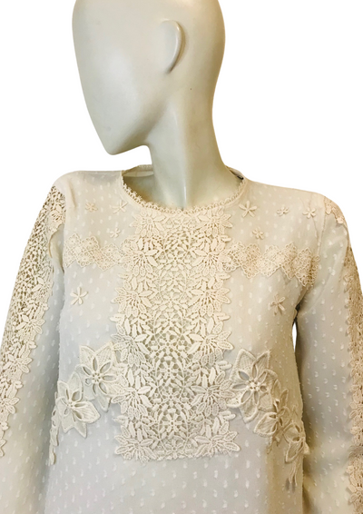 🌸 Blouse Élégante en Dentelle & Plumetis  🌸 – Taille 36
