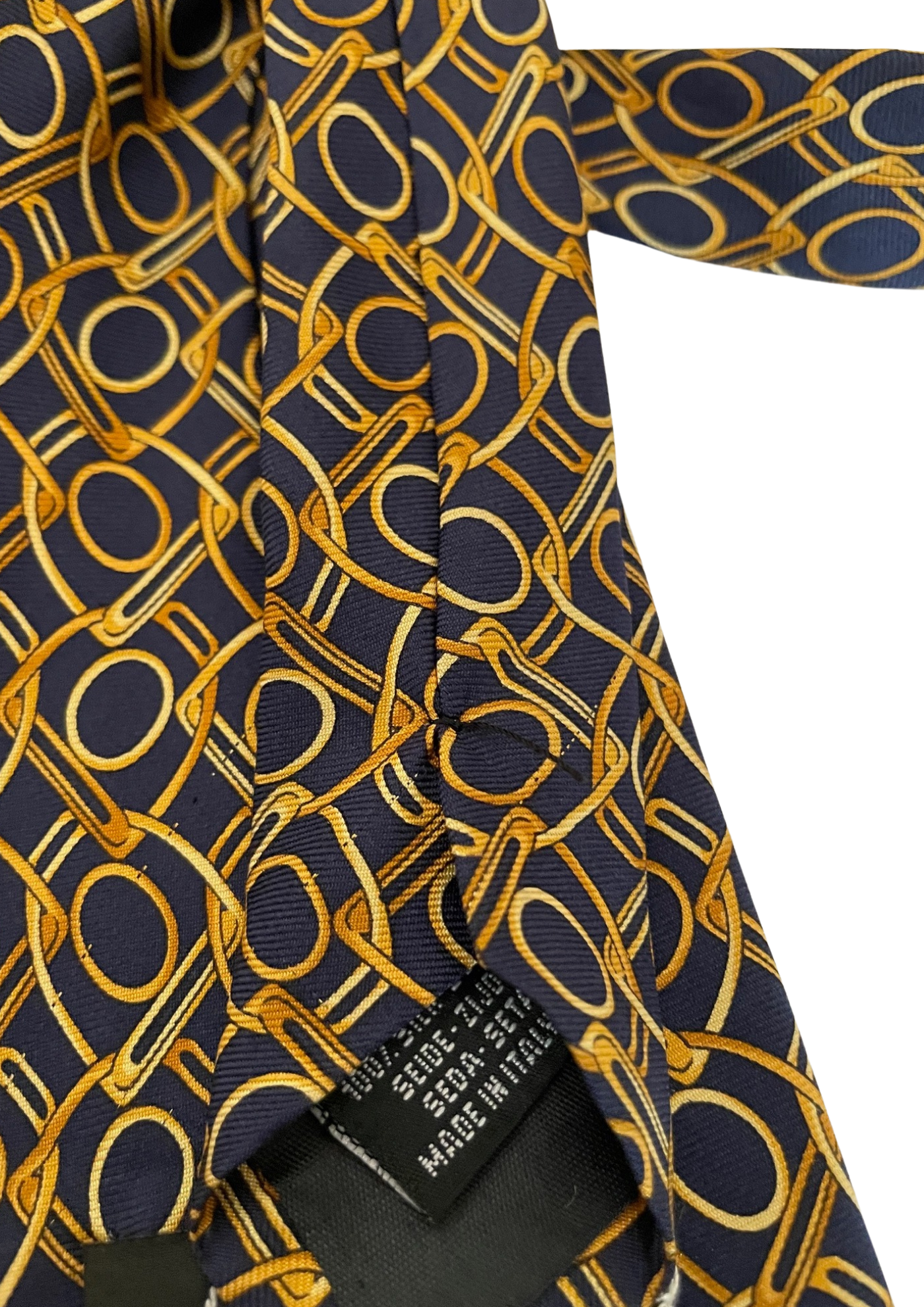 ✨ Cravate Homme en Soie 🧵 Motifs Géométriques Or & Bleu 🔵✨