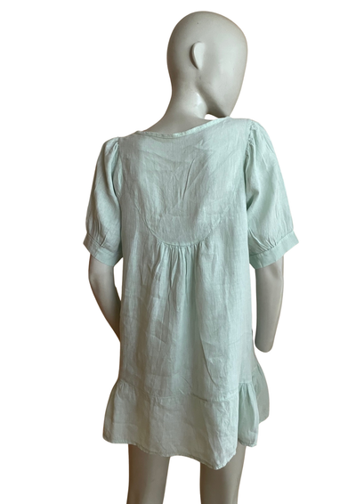 Robe courte en lin 💚 Taille 36 – Style bohème chic 🌿