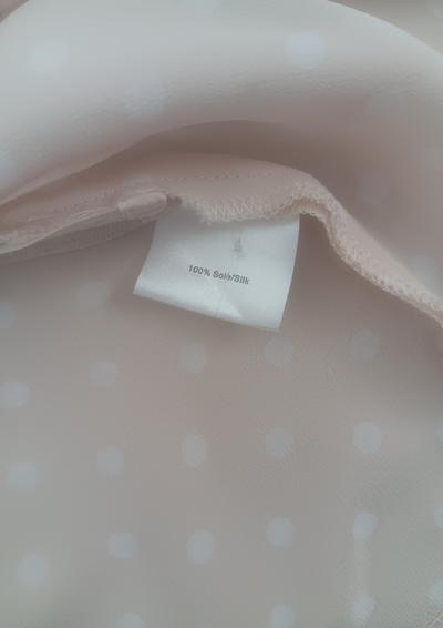🌸 Blouse beige rosé en soie à pois - Taille 34