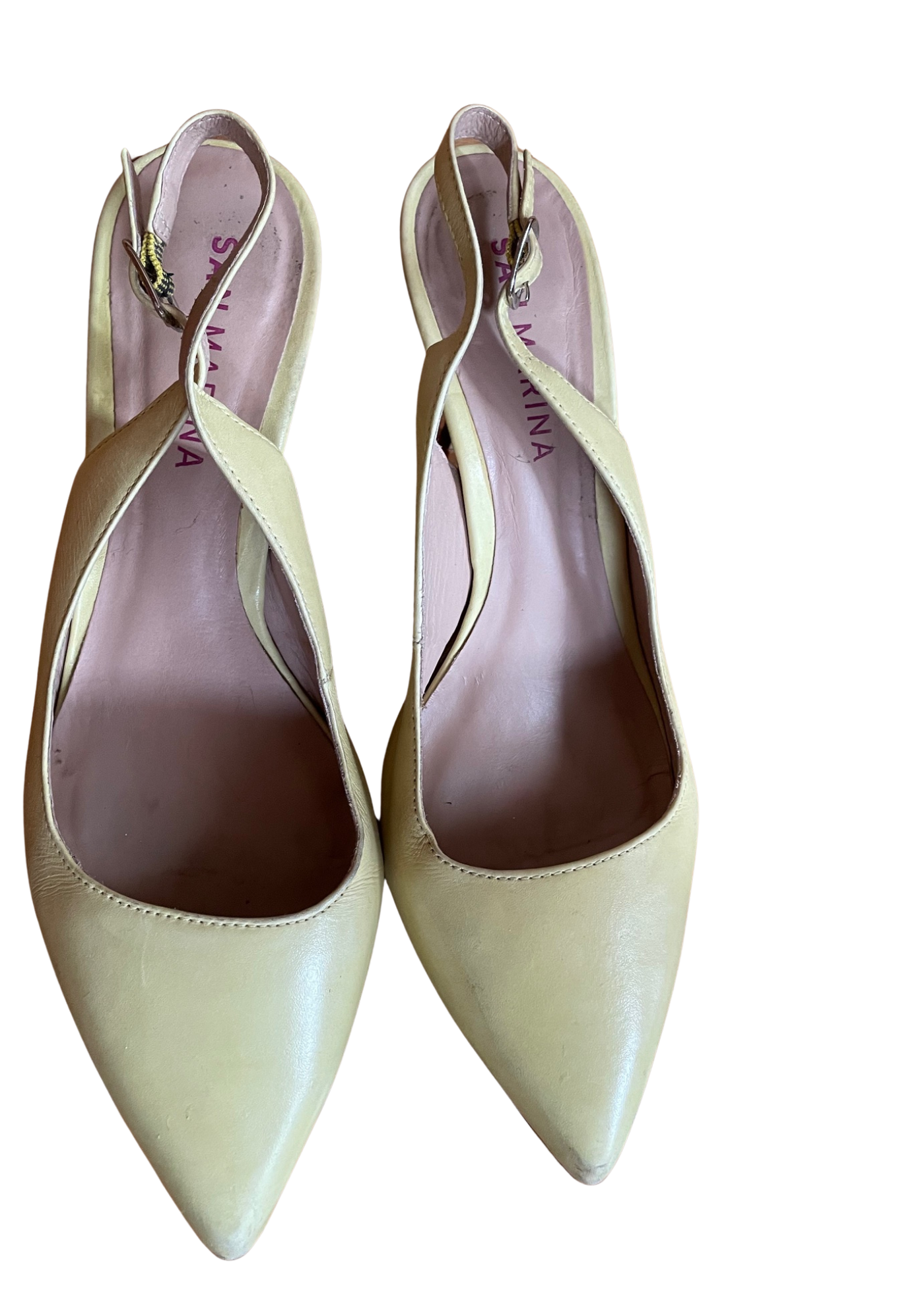 💛 Escarpins en cuir jaune pastel – Pointure 39 👠✨