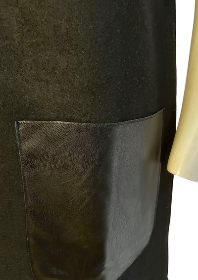 🖤 Robe trapèze noire – Détail poches effet cuir Taille 34 ✨