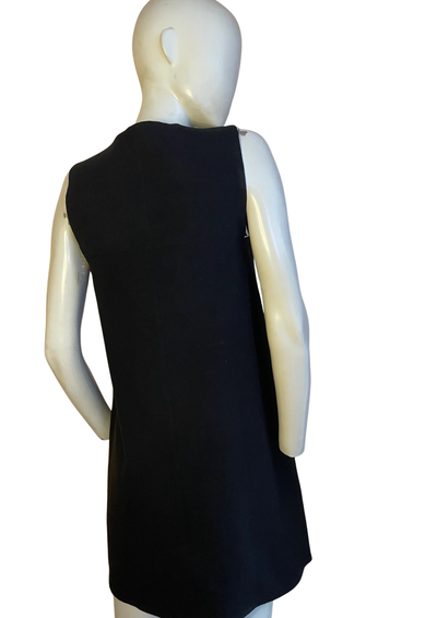 🖤 Robe trapèze noire – Détail poches effet cuir Taille 34 ✨