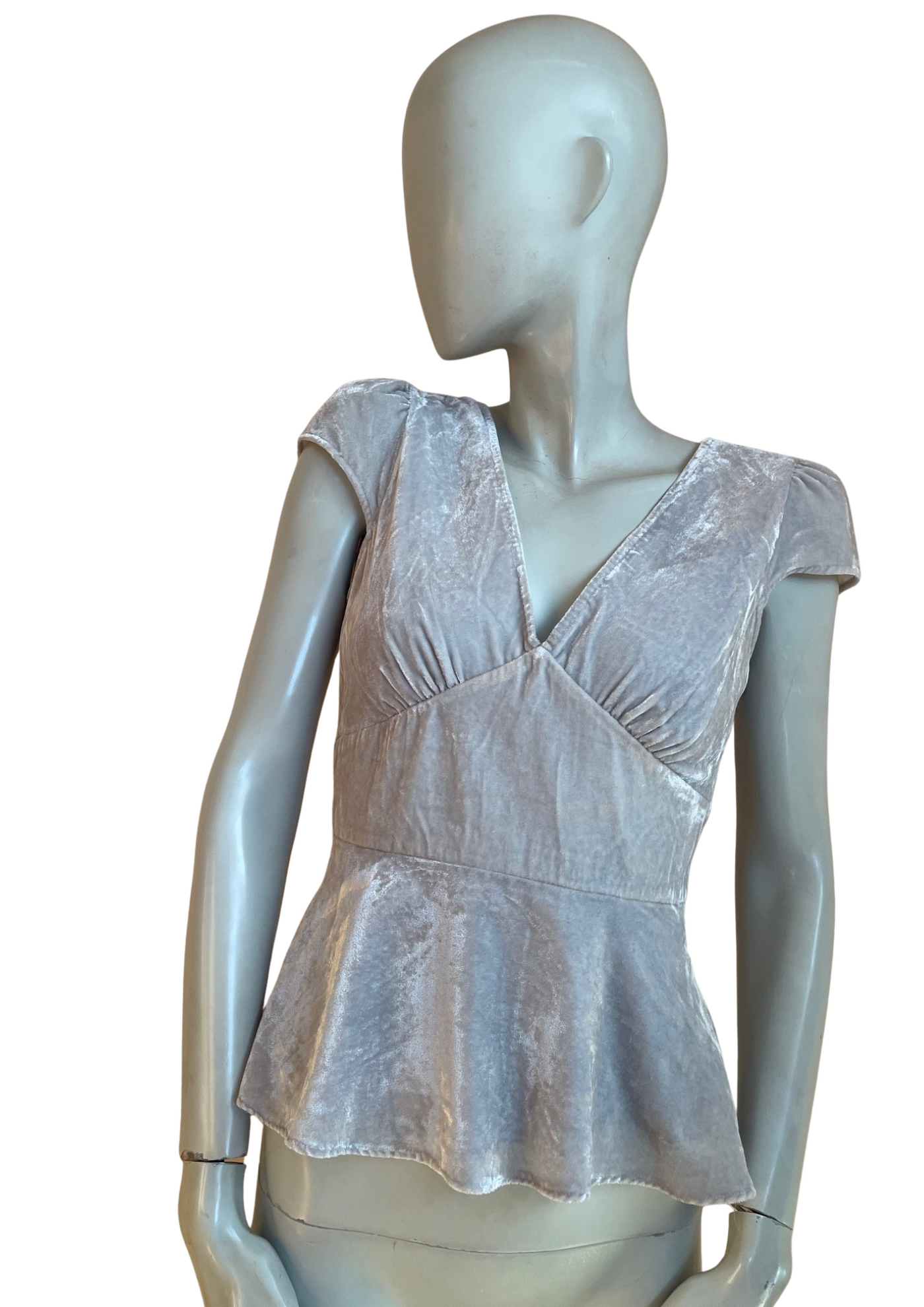 ✨ Top en velours gris argenté  – Style Peplum Taille 36 💎👗