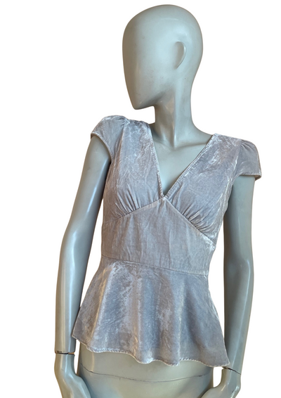 ✨ Top en velours gris argenté  – Style Peplum Taille 36 💎👗