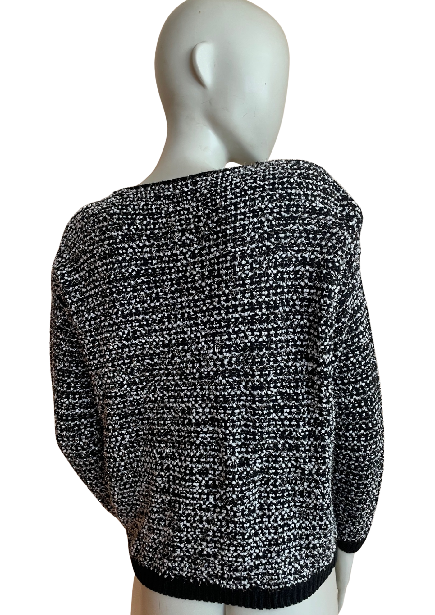 🖤 Pull noir & blanc avec fil métallisé Taille 38  ✨