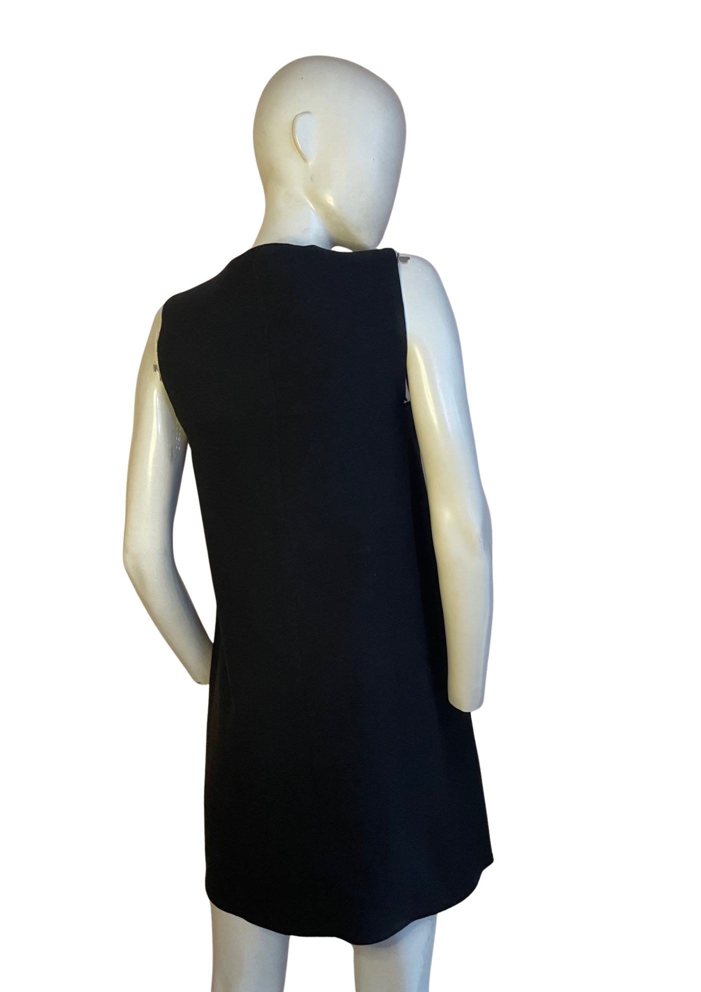 🖤 Robe trapèze noire – Détail poches effet cuir Taille 34 ✨