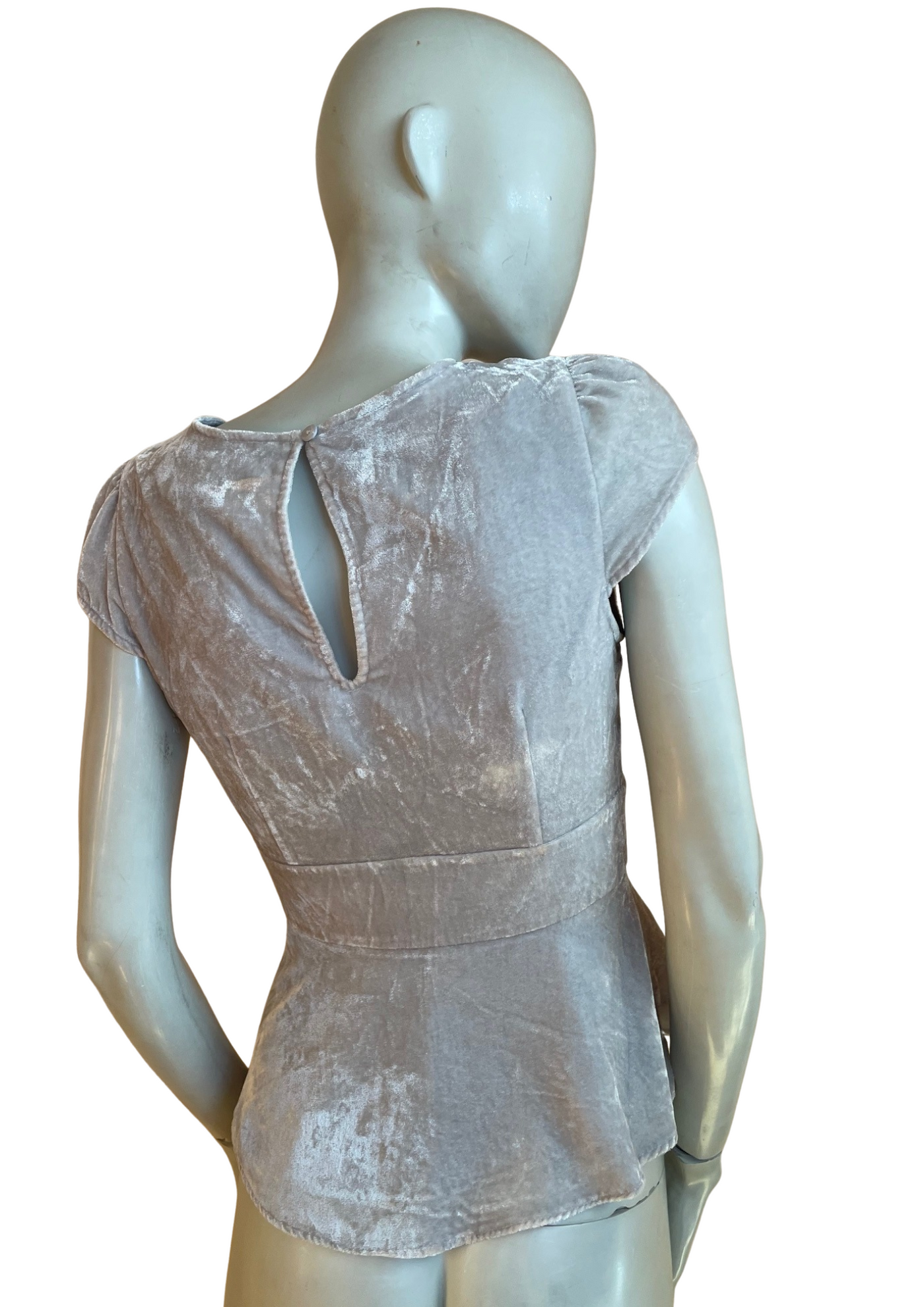 ✨ Top en velours gris argenté  – Style Peplum Taille 36 💎👗