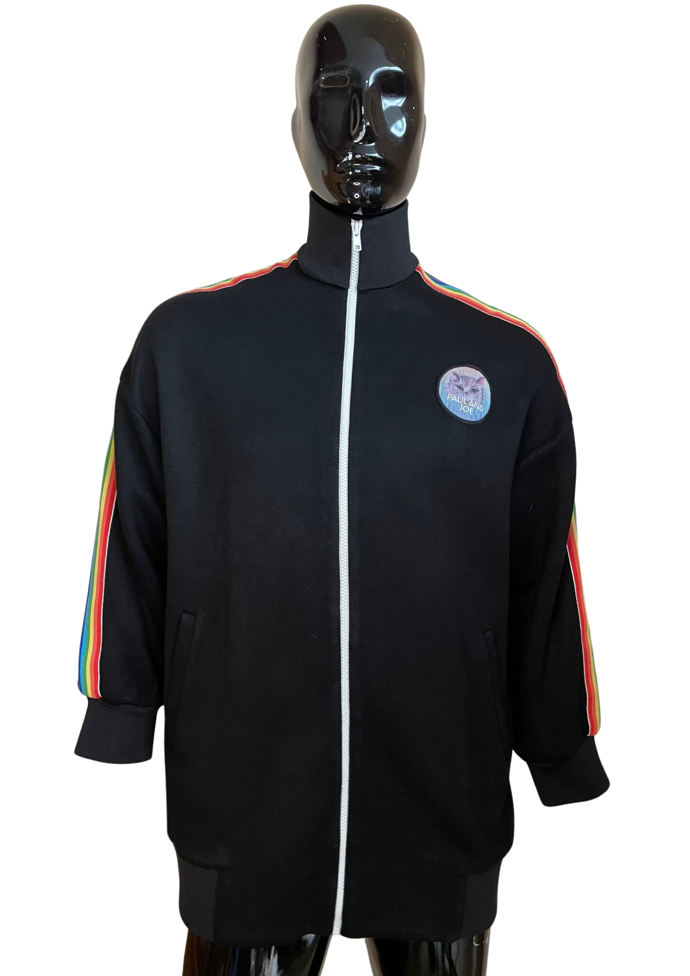 🎉 Veste noire  avec bandes arc-en-ciel Taille L 🎉