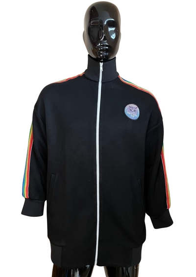 🎉 Veste noire  avec bandes arc-en-ciel Taille L 🎉