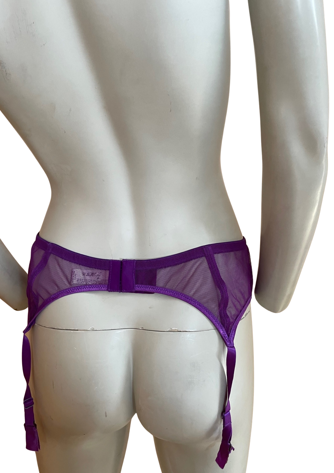 🔥 Porte-jarretelles violet en tulle brodé Taille 38 🌸✨