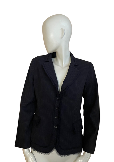 Veste Laine Vierge à Rayures – Élégance Française Taille 40 🇫🇷✨