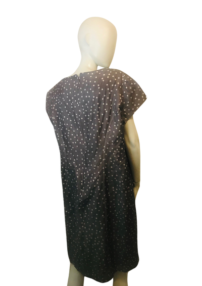 🌑👗 Robe Droite à Pois Gris Anthracite – Taille 44 ✨