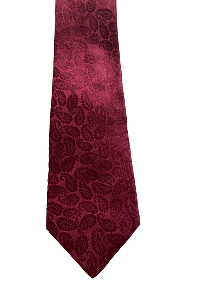 🎀 Cravate bordeaux motif cachemire – 100% soie 🎀