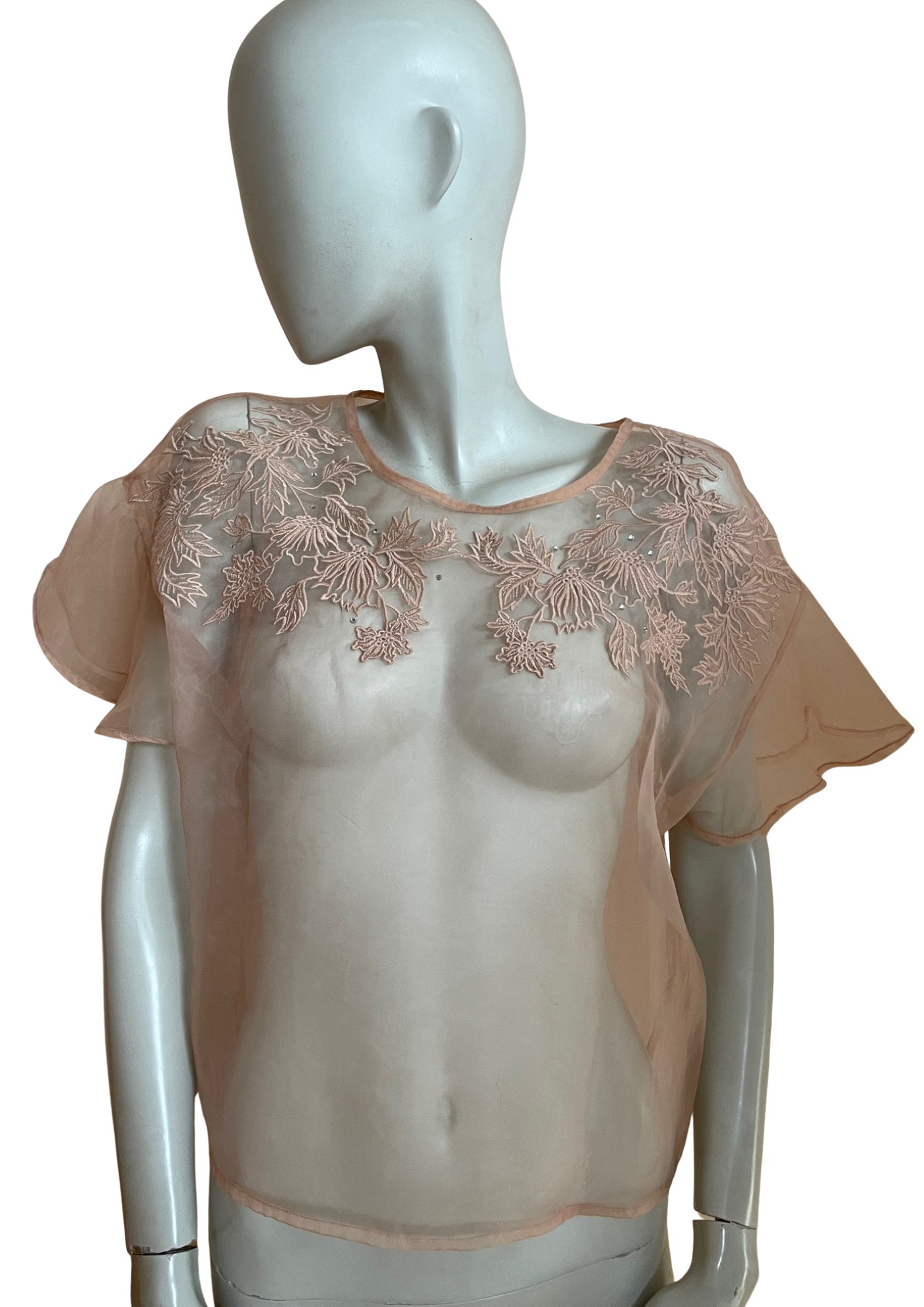 🌸 Haut transparent brodé Taille 38 🌸