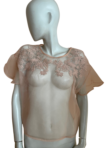 🌸 Haut transparent brodé Taille 38 🌸