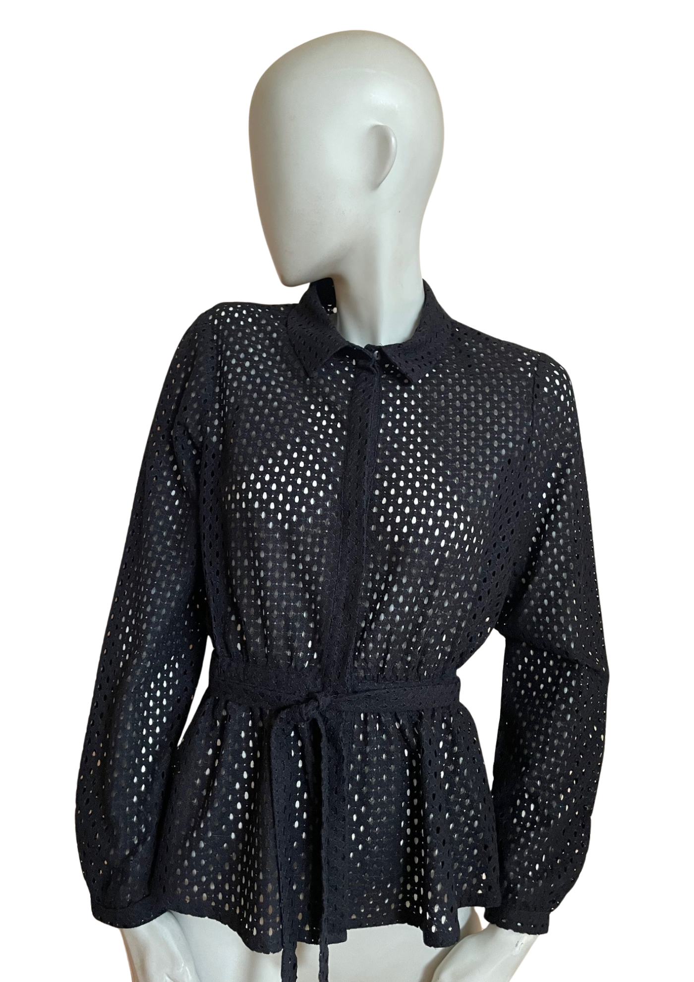 ✨ Chemise ajourée noire  – Taille 38 🖤🌿