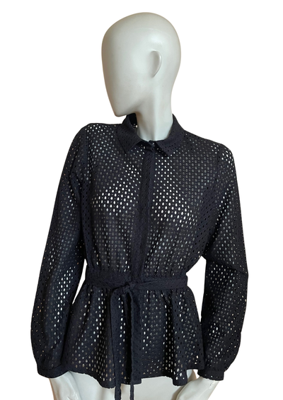 ✨ Chemise ajourée noire  – Taille 38 🖤🌿