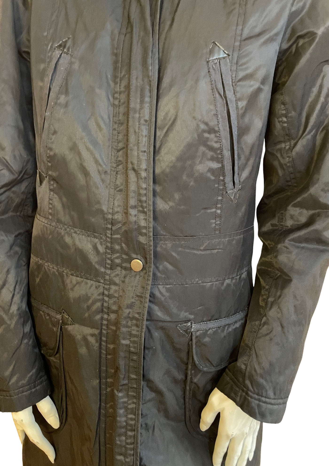 🖤 Parka noire doublée fausse fourrure – Taille 38
