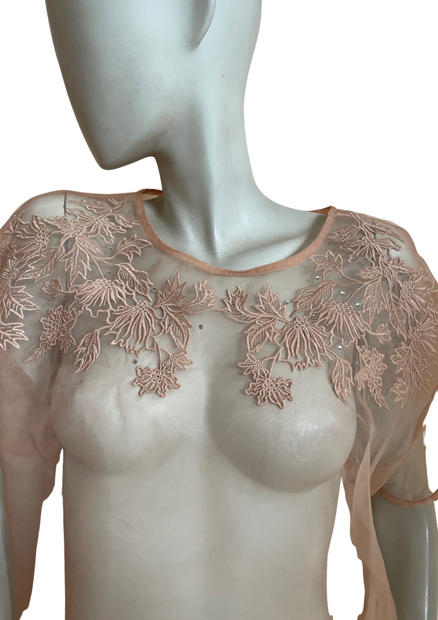 🌸 Haut transparent brodé Taille 38 🌸