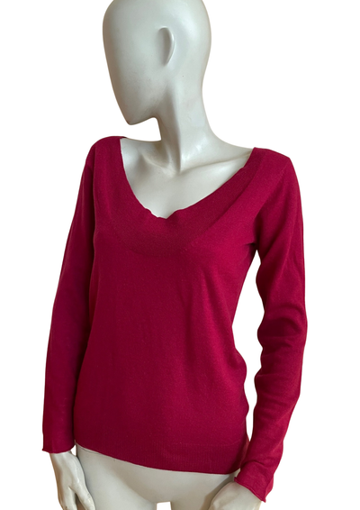 ✨ Pull col V fuchsia laine & cachemire Taille 38 ✨