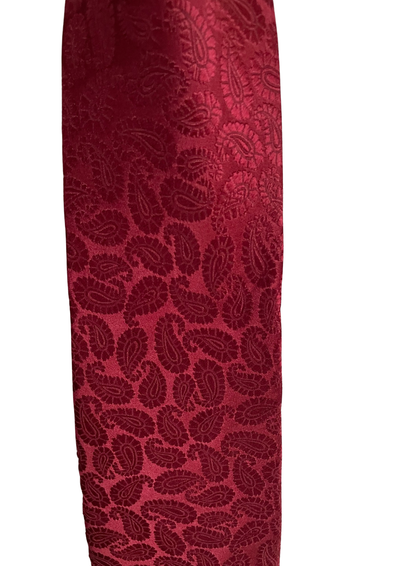 🎀 Cravate bordeaux motif cachemire – 100% soie 🎀