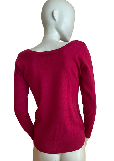 ✨ Pull col V fuchsia laine & cachemire Taille 38 ✨