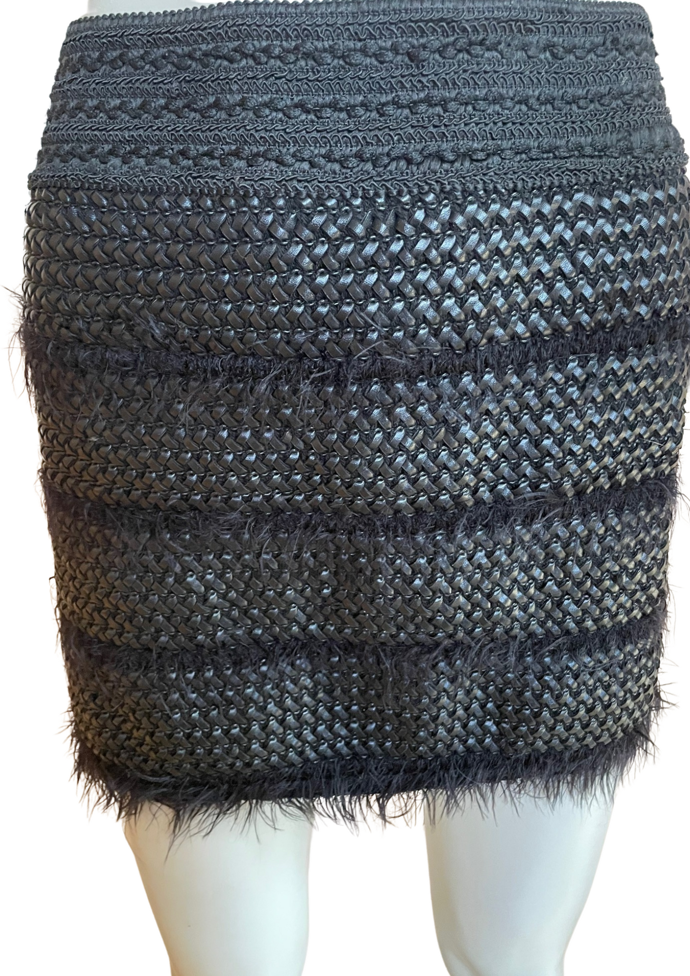 ✨Mini Jupe Noire Effet Paille & Plumes – Tendance Couture Taille 36 ✨