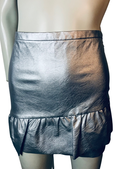 Jupe argentée en cuir vegan Taille 34 (Neuve)