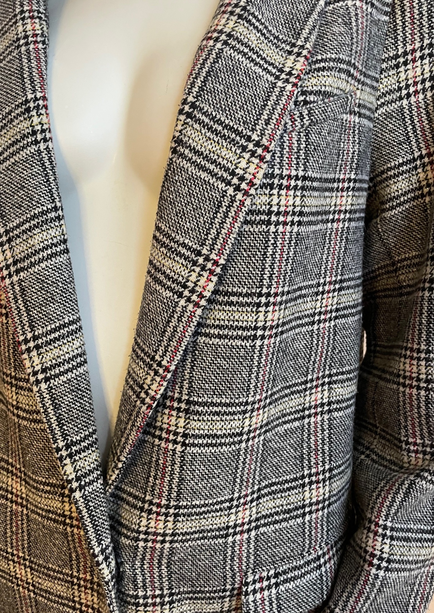 🧥 Veste à carreaux chic grise – Taille 42 🇫🇷