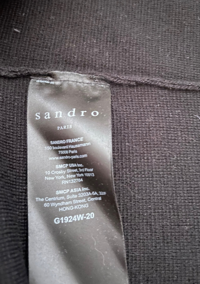 🖤 Hoodie zippé Sandro 100% laine – Taille S 🧵✨