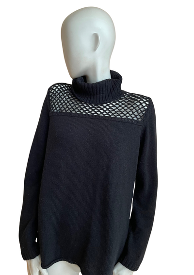 🖤 Pull ajouré col roulé – Taille 44 ✨🧶