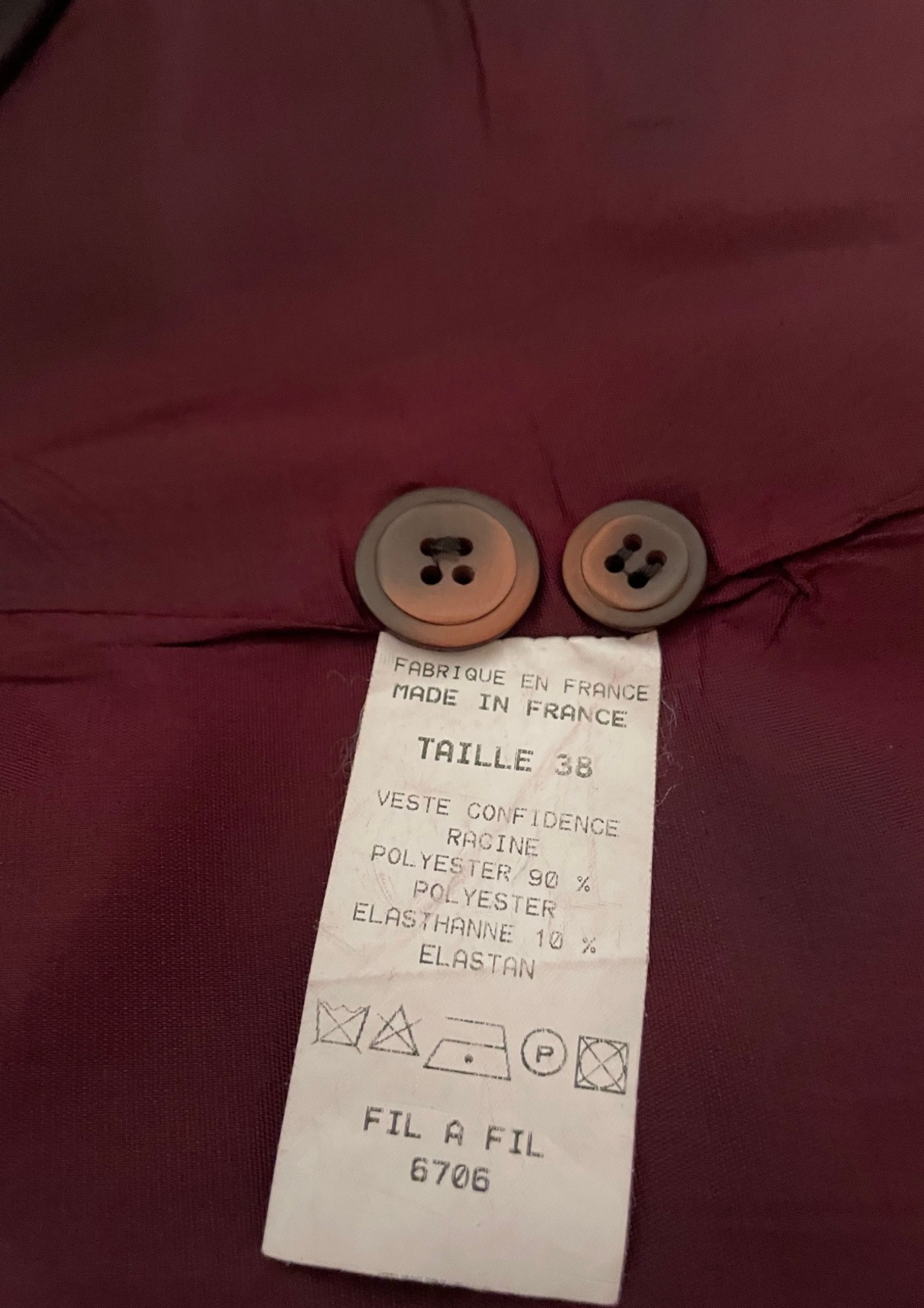 ✨ Veste Blazer Bordeaux Taille 38 ✨