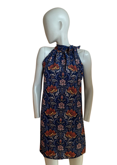 🌺👗 Robe Courte Bleue à Fleurs – Taille 34