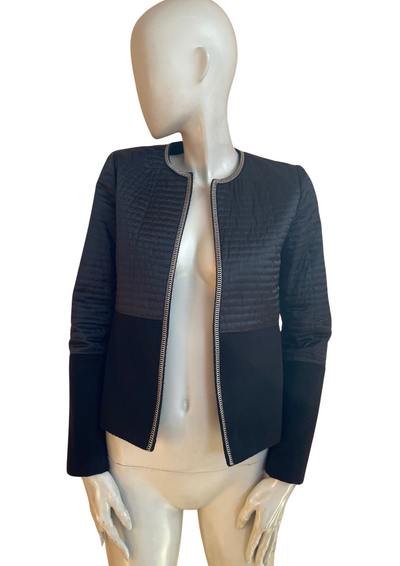 ✨🖤 Veste chic noire bi-matière – Taille 36 🖤✨