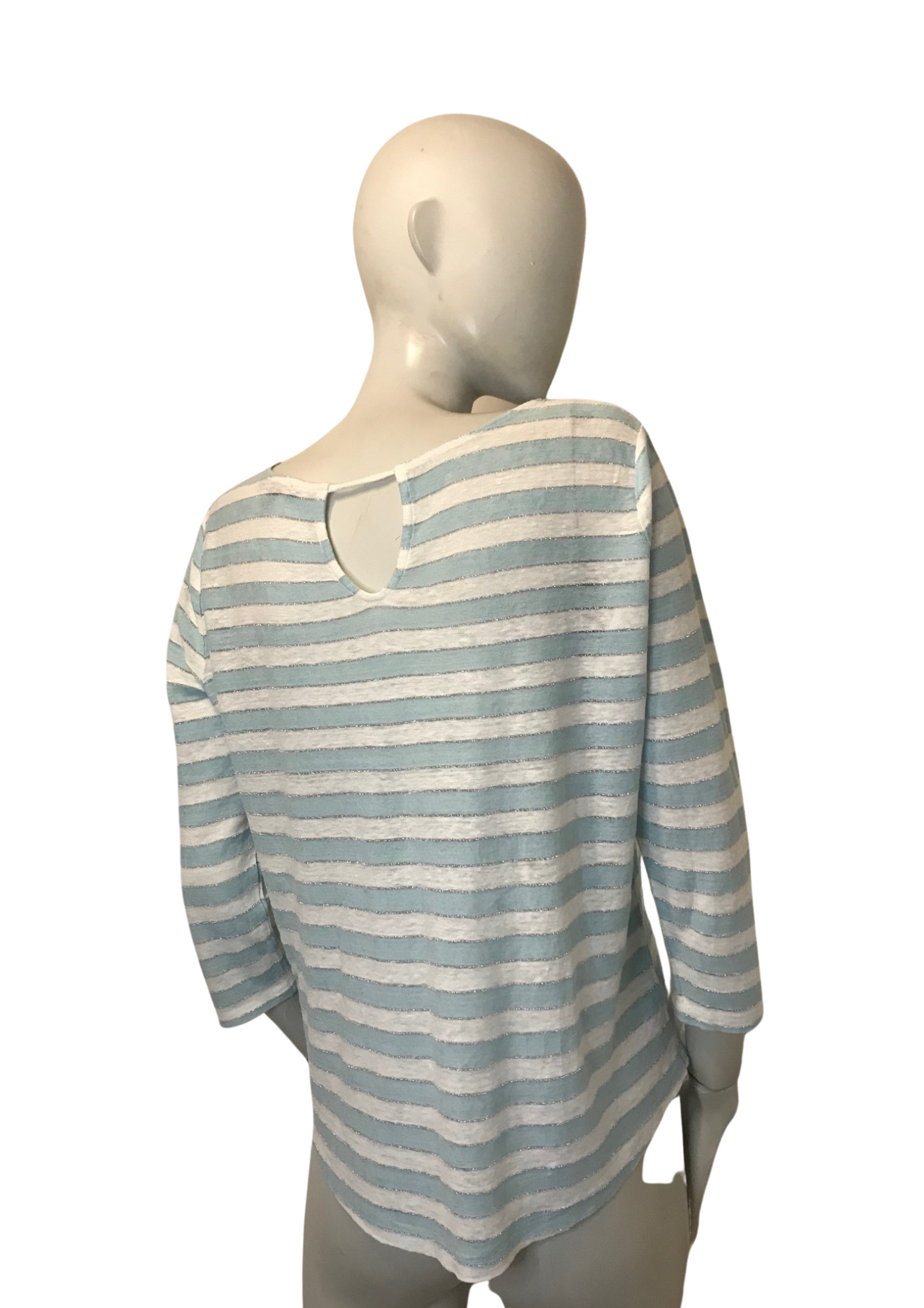 🌊 Top marinière rayé bleu ciel & blanc en lin Taille 38 👚