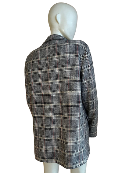 🧥 Veste à carreaux chic grise – Taille 42 🇫🇷